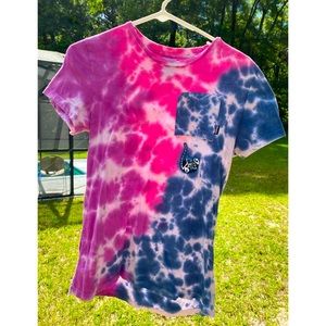 Zumies Tie-dye Pink Purple Blue Cat Shirt RipnDip